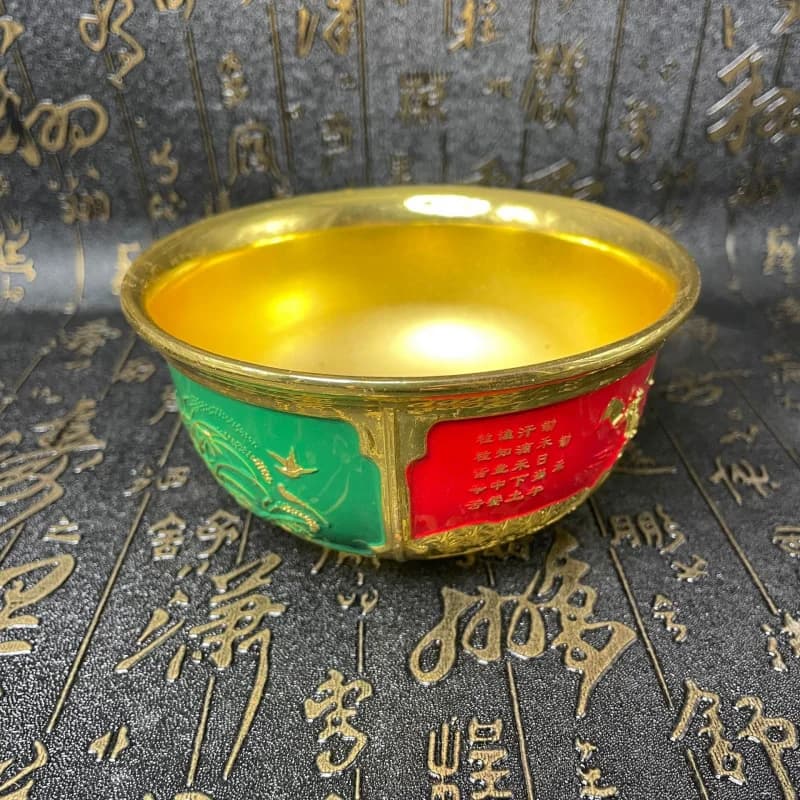 Antique Handicrafts Old Painted Grain Bowl with "Compassion for the Farmer" Poem, Gilded Zhen Guan Year Handicrafts, Decorative