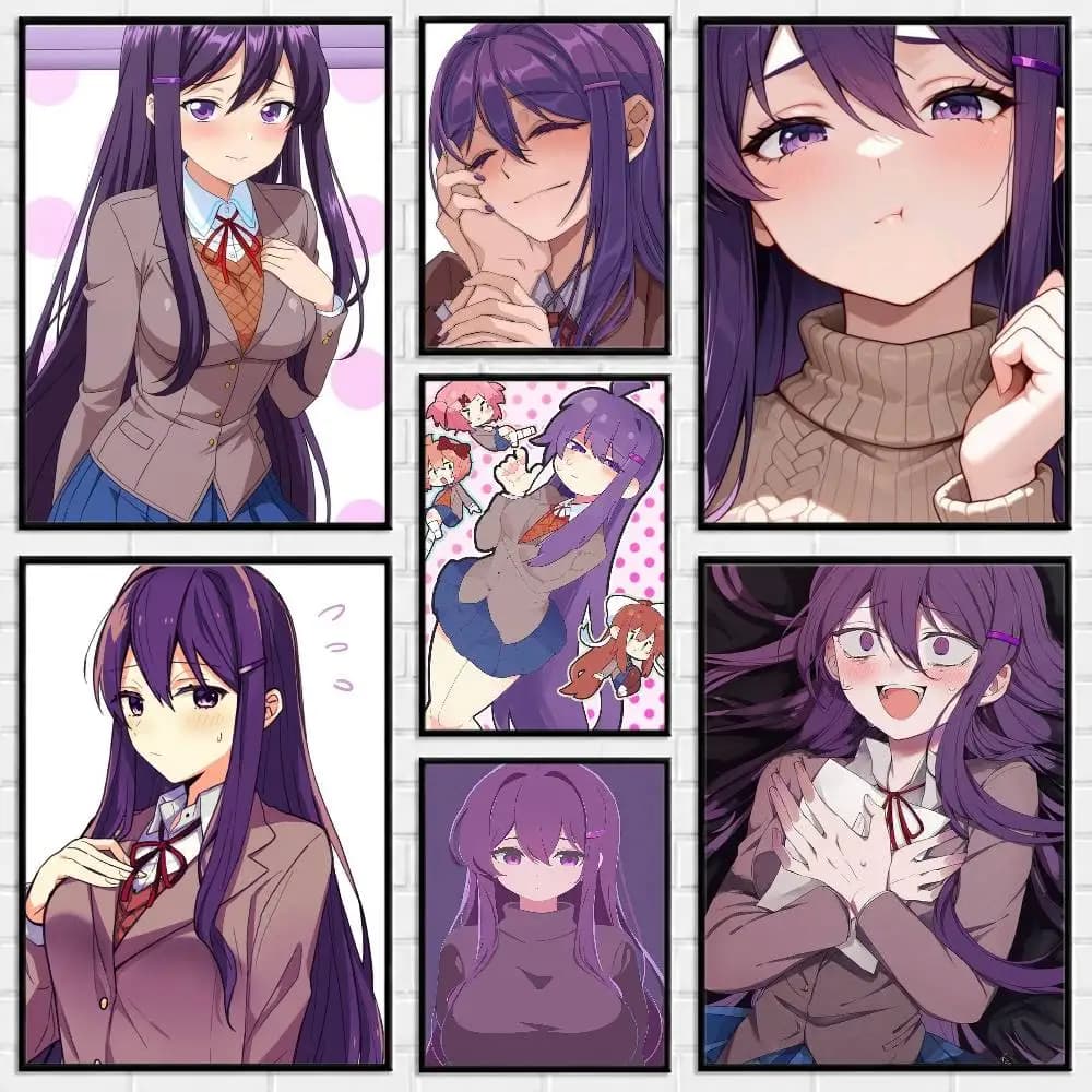 DDLC Girl Y-Yuri Poster Versatile HD Waterproof Wall Art Self-Adhesive Decor for Any Space Ideal Gift