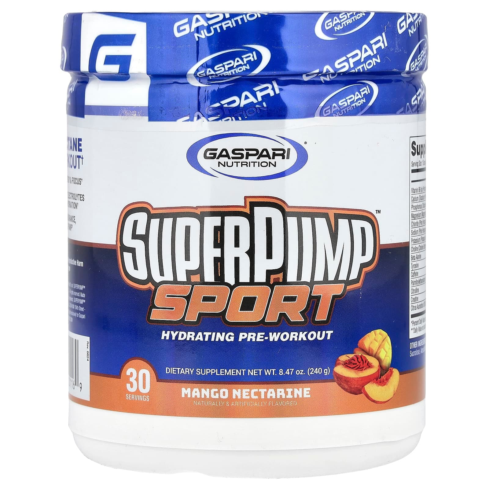 Gaspari Nutrition, SuperPump™ Sport，锻炼前补水配方，芒果油桃味，8.47 盎司（240 克）
